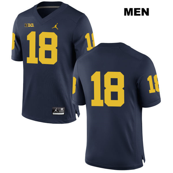 Men's NCAA Michigan Wolverines Brandon Peters #18 No Name Navy Jordan Brand Authentic Stitched Football College Jersey DJ25R42UF